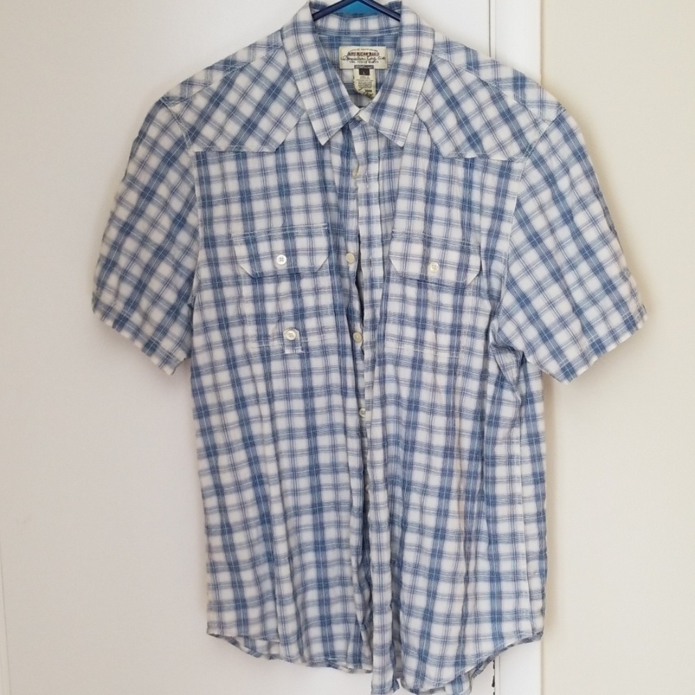 American Rag Plaid Short Sleeve Button Down